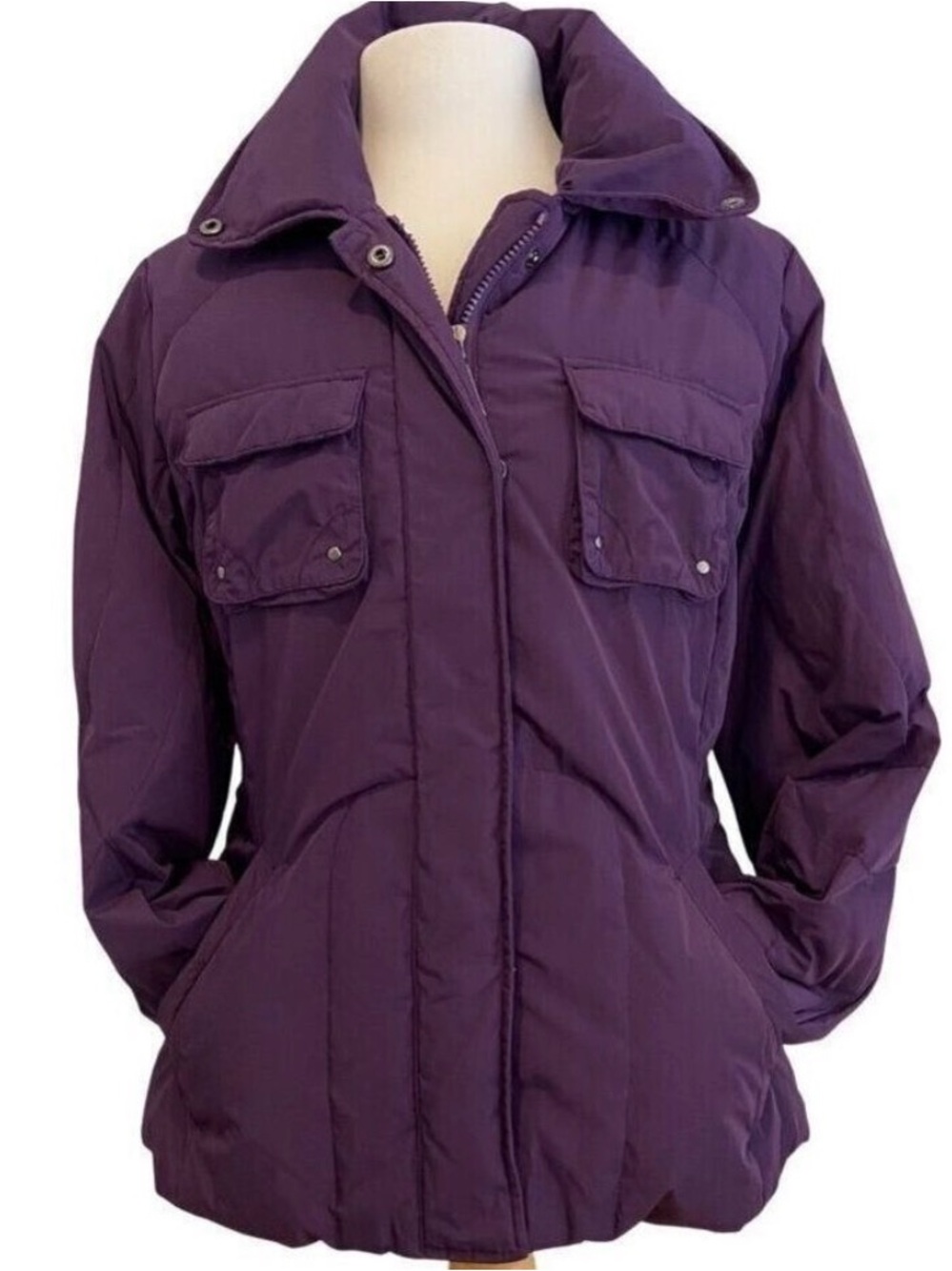 Olsen Purple Puffer Jacket With hidden Hood Front Pockets size 6 - Womens Winter